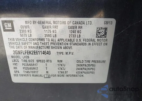 2014 Chevrolet Equinox 1Lt from USA, damaged, VIN 2GNFLFEK2E6114649